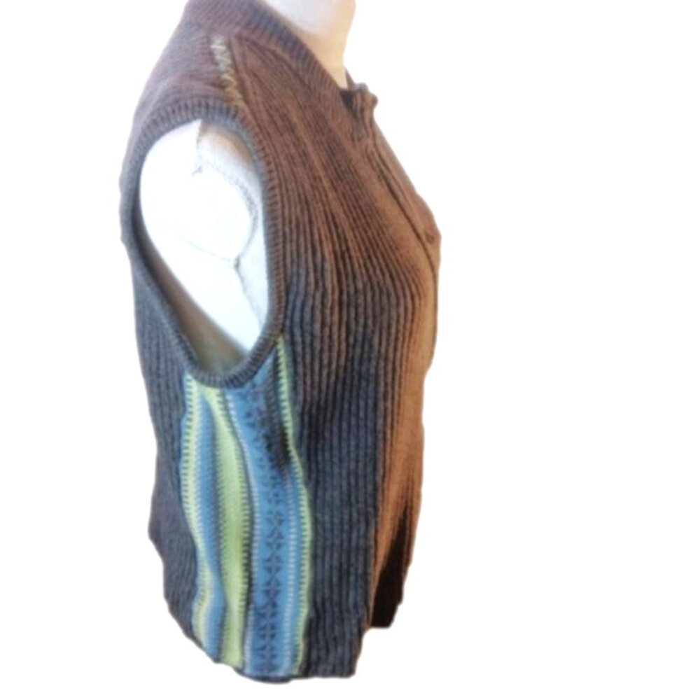 Vintage Zip Front Sleeveless Sweater/Vest with Pattern Details Size Small - Picture 5 of 9